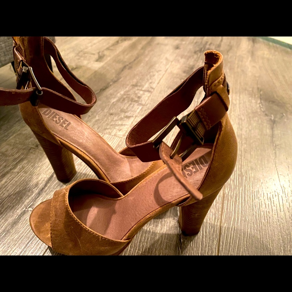 Diesel , distress leather , tan color , EUR size 38 , US 8